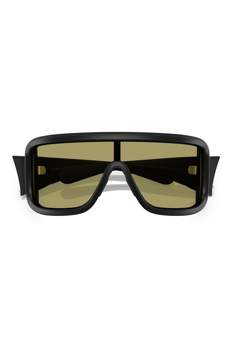 142mm Rectangular Shield Sunglasses, Alternate, color, MATTE BLACK