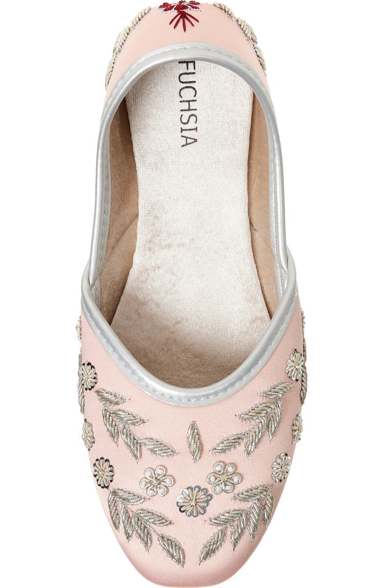 FUCHSIA Amira Floral Embroidered Jutti Flat, Alternate, color, Rosegold