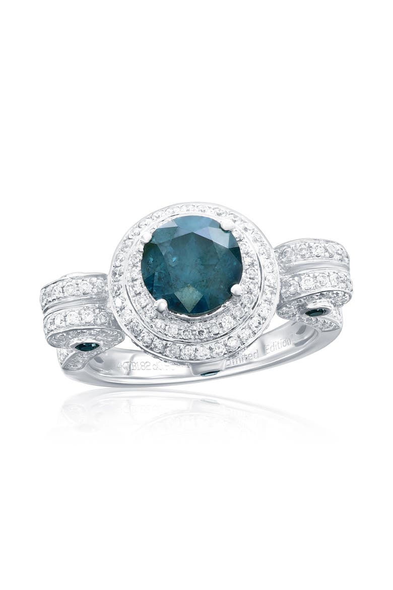 14K White Gold 1.82ct Blue Diamond & 0.95cttw Diamond Ring, Main, color, White Gold