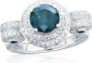 SOUZANA by Suzy Levian 14K White Gold 1.82ct Blue Diamond & 0.95cttw Diamond Ring