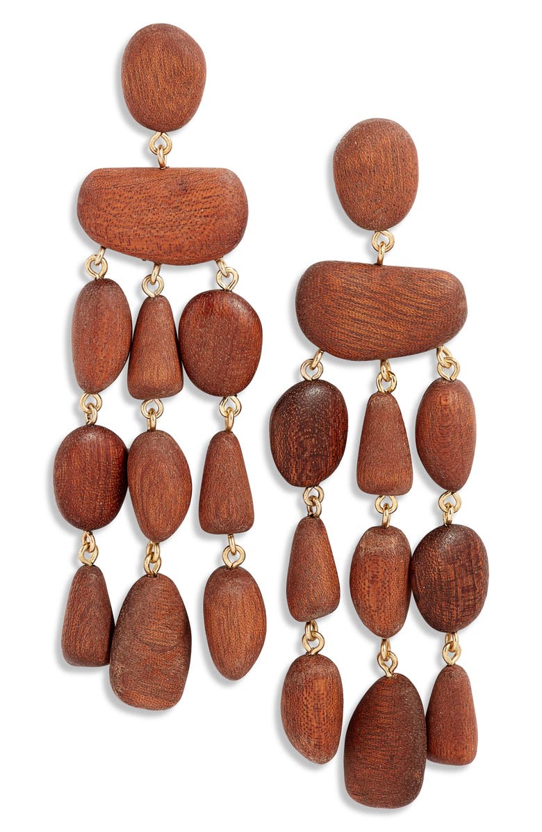 Cult Gaia Tallulah Wood Chandelier Earrings, Main, color, 