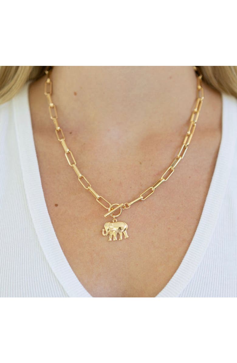 Erin McDermott Jewelry Lucky Elephant Toggle Necklace, Alternate, color, Gold
