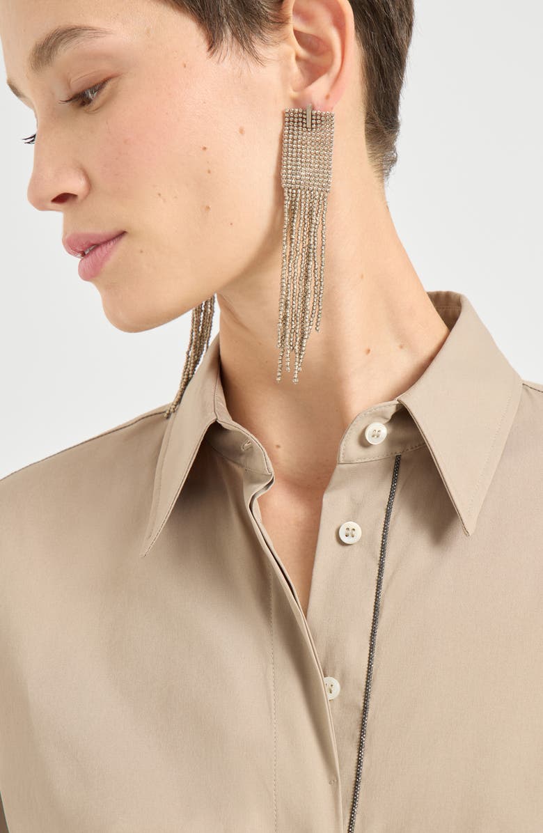 Brunello Cucinelli Stretch poplin shirt, Alternate, color, Beige