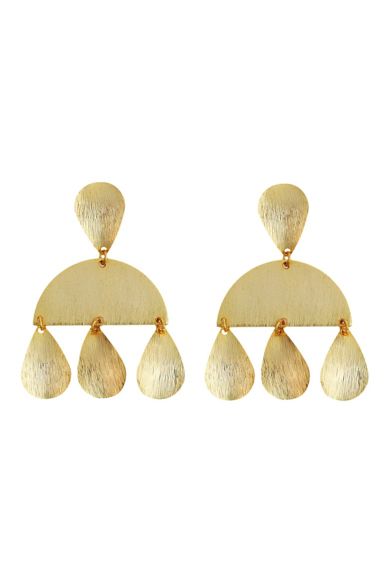 Brished Teardrop Earrings, Main, color, GOLD