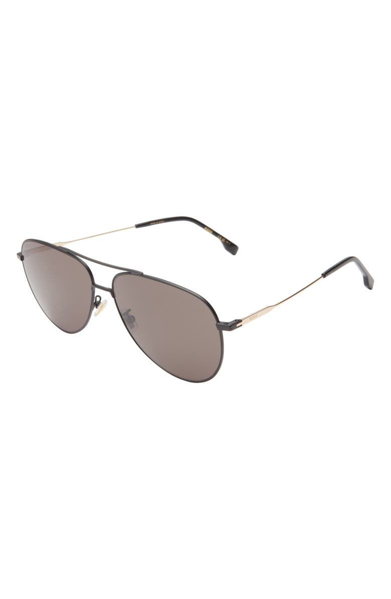 BOSS 63mm Aviator Sunglasses, Alternate, color, Matte Black Gold