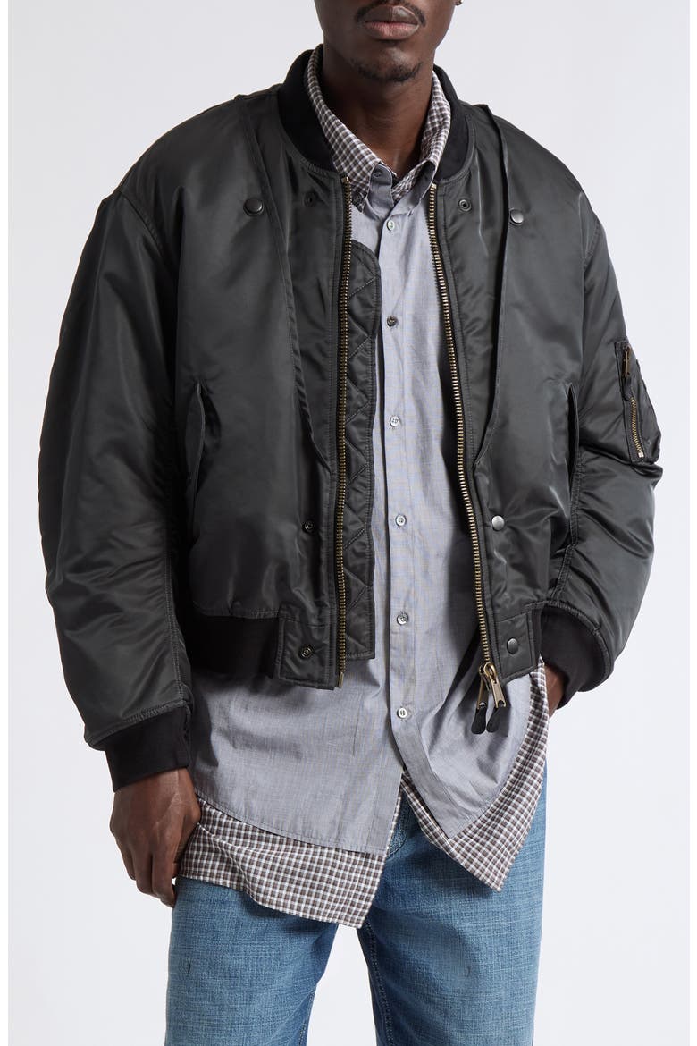 Reversible Bomber Jacket, Main, color, DARK GREY