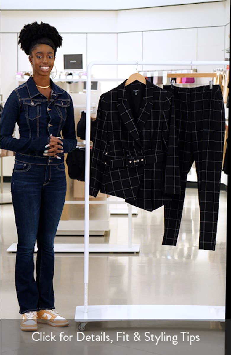 Windowpane Check Belted Blazer & Pants Set, sales video thumbnail