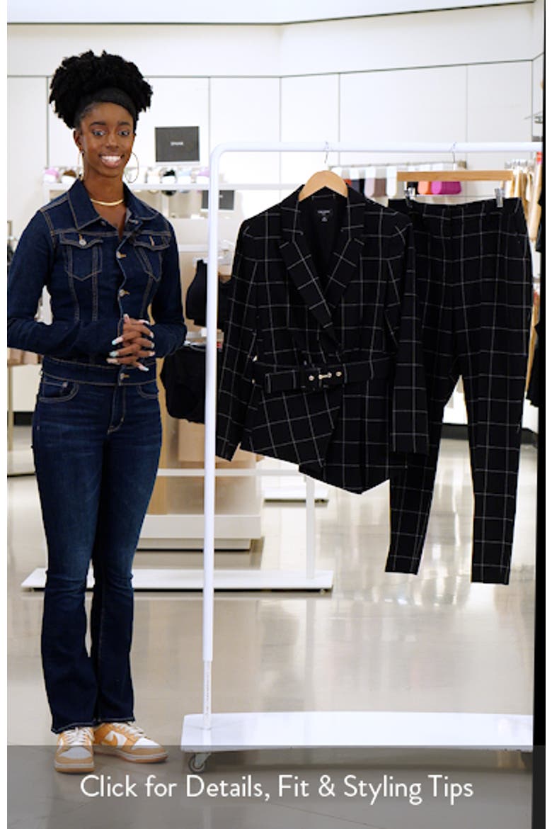 Windowpane Check Belted Blazer & Pants Set video