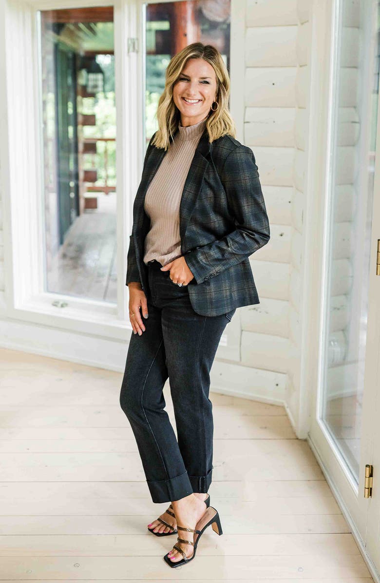 Liverpool Los Angeles Plaid Fitted Blazer, Alternate, color,