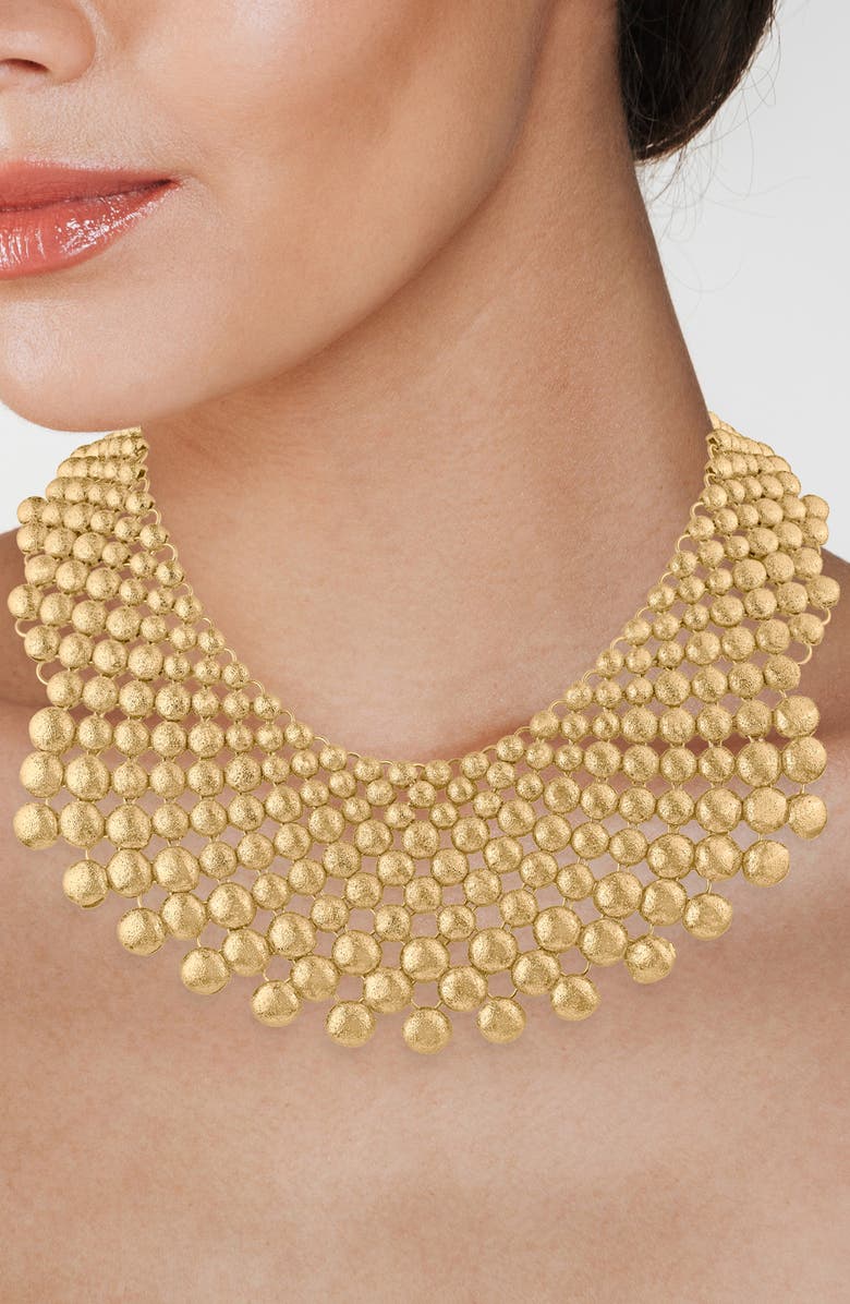 JARDIN Extra Large Ball Bib Necklace, Alternate, color, Gold