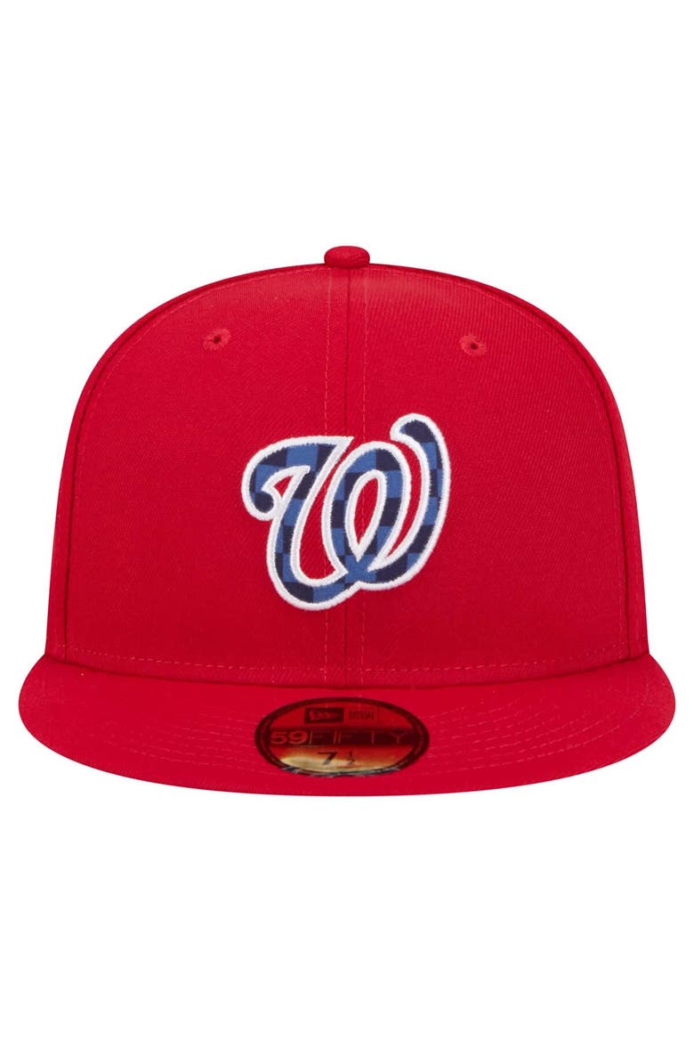 Men's New Era Red Washington Nationals Checkered Undervisor 59FIFTY Fitted Hat, Alternate, color, Red