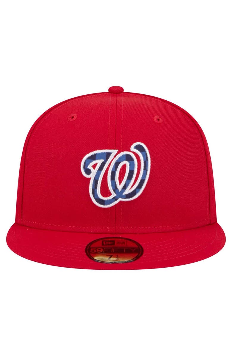 New Era Men's New Era Red Washington Nationals Checkered Undervisor 59FIFTY Fitted Hat, Alternate, color, Red
