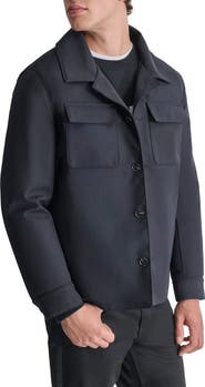 DKNY Water Resistant Shirt Jacket with Hooded Bib