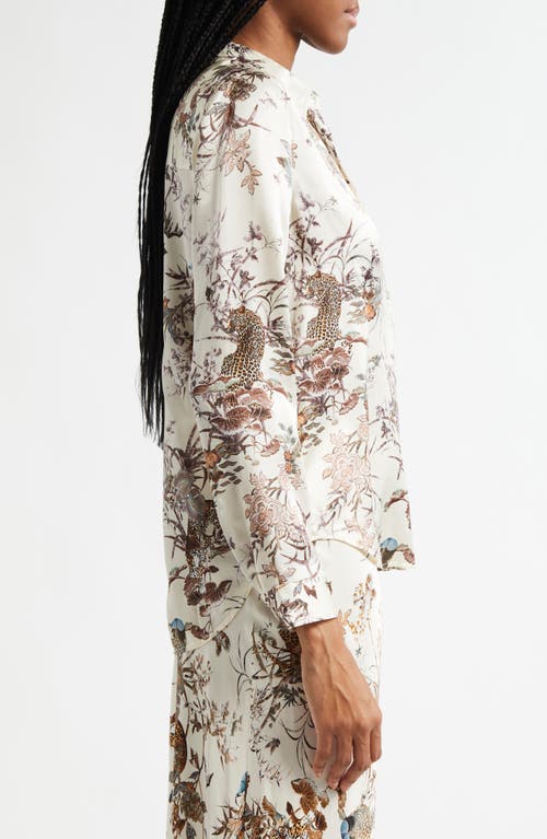 L Agence Tapestry Jungle Tyler Silk Blouse In Ecru Multi Tapestry Jungle