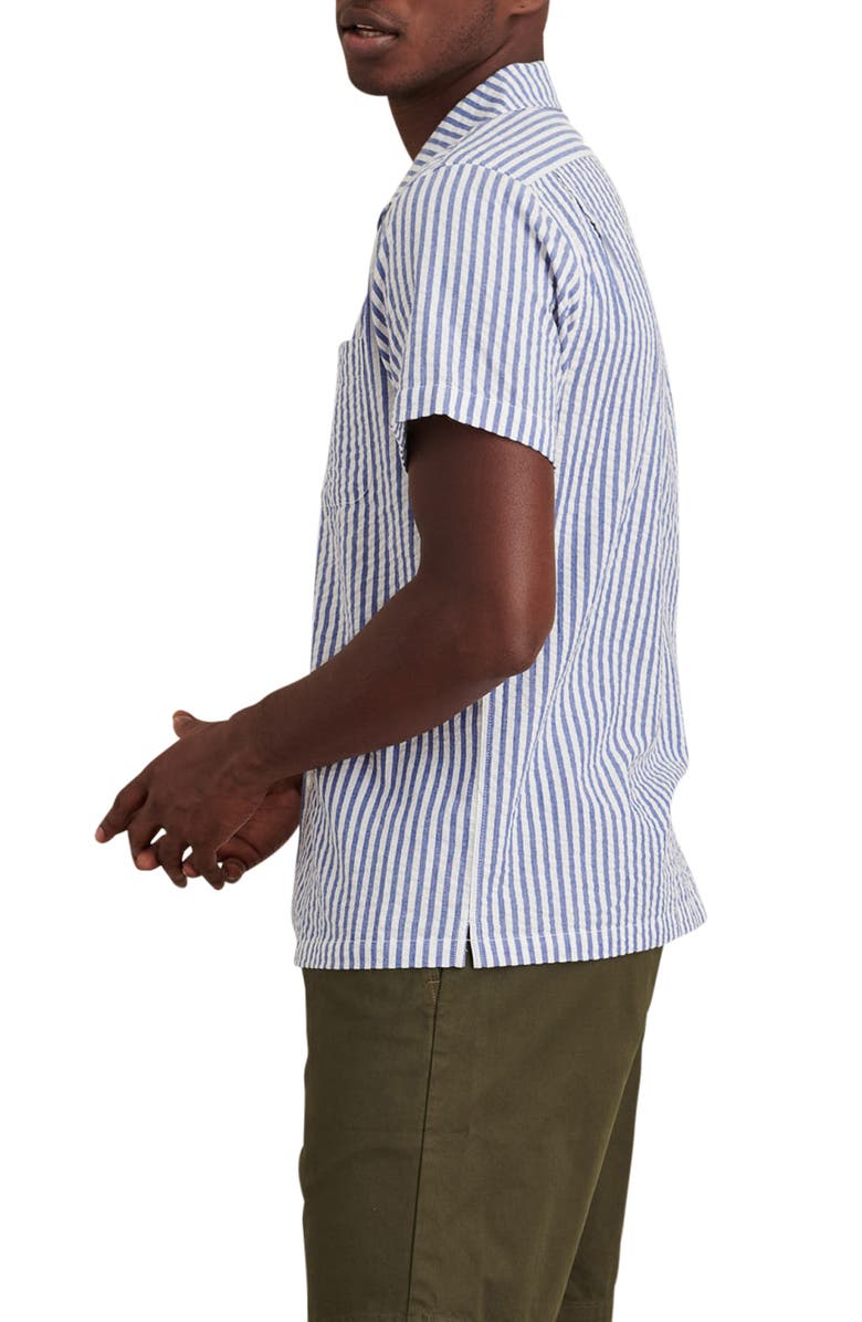 Alex Mill Stripe Short Sleeve Seersucker Button-Up Camp Shirt, Alternate, color, 