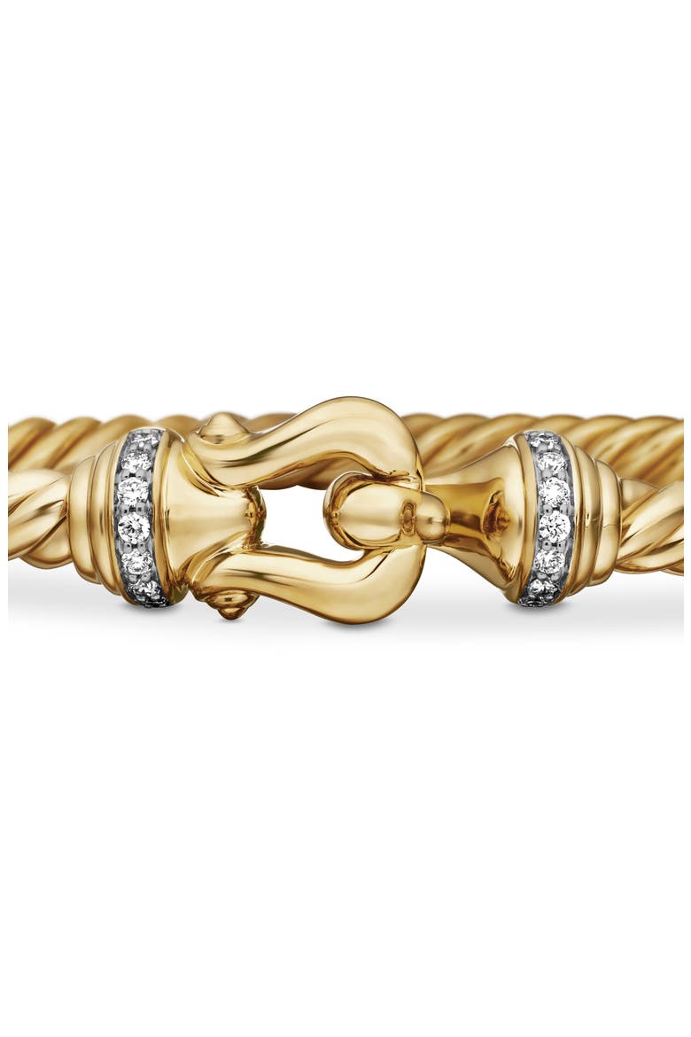 Buckle Cablespira® 18K Yellow Gold & Diamond Bracelet, 3.5mm, Alternate, color, GOLD/ DIAMOND
