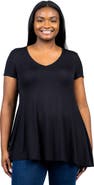 24seven Comfort Apparel Plus Size Short Sleeve V Neck Tunic T Shirt