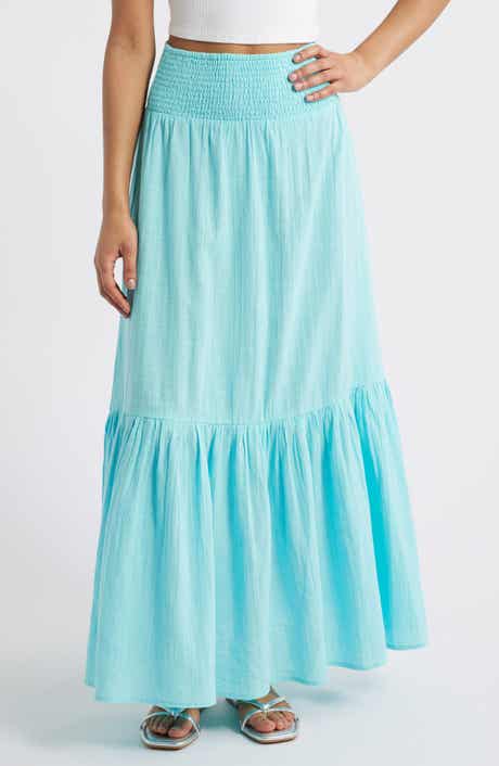 Billabong In the Palms Tiered Cotton Maxi Skirt