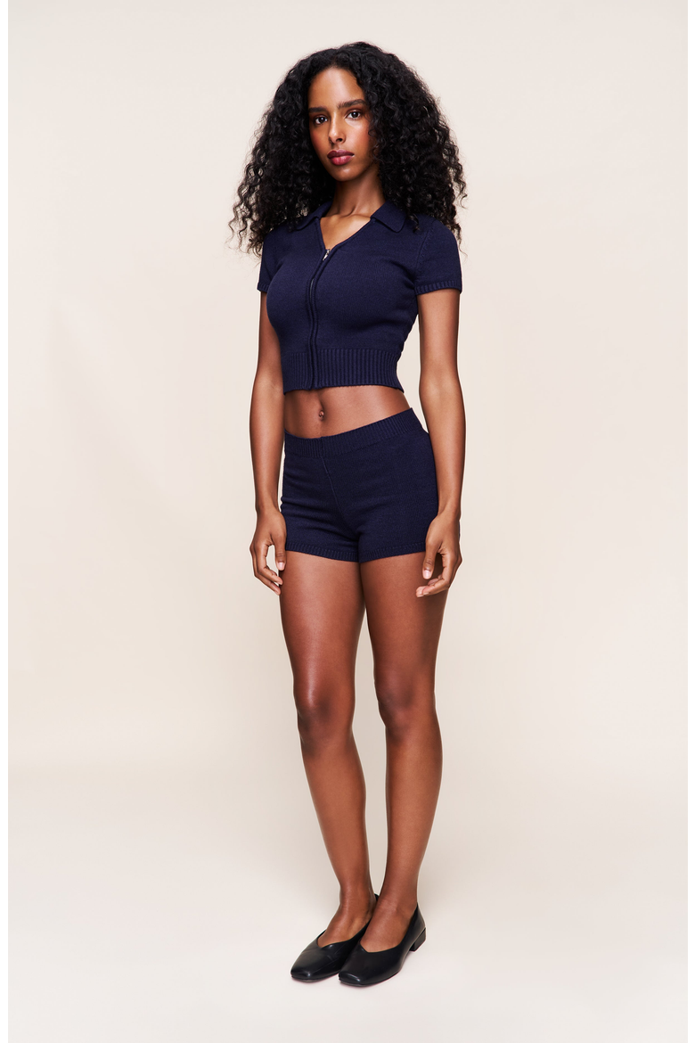 Calesia Zip Up Top, Alternate, color, Navy
