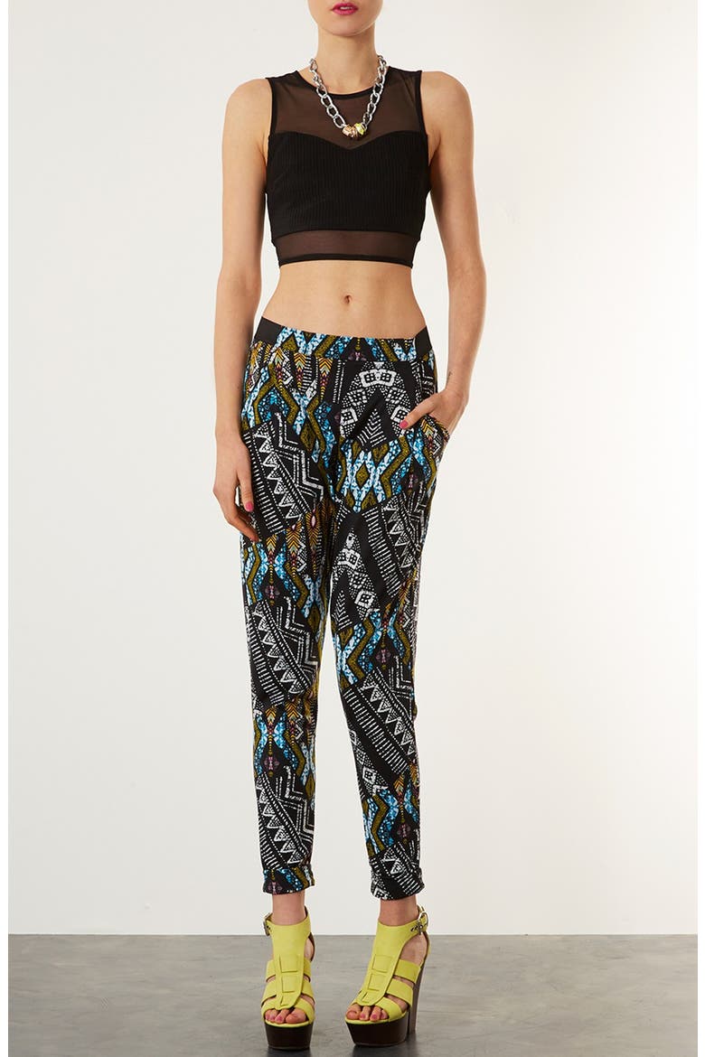 African Print Tapered Pants, Alternate, color, BLACK MULTI