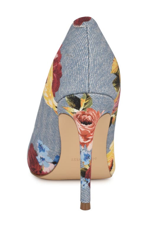 Nine West Fresh Pointed Toe Pump In Medium Blue Floral