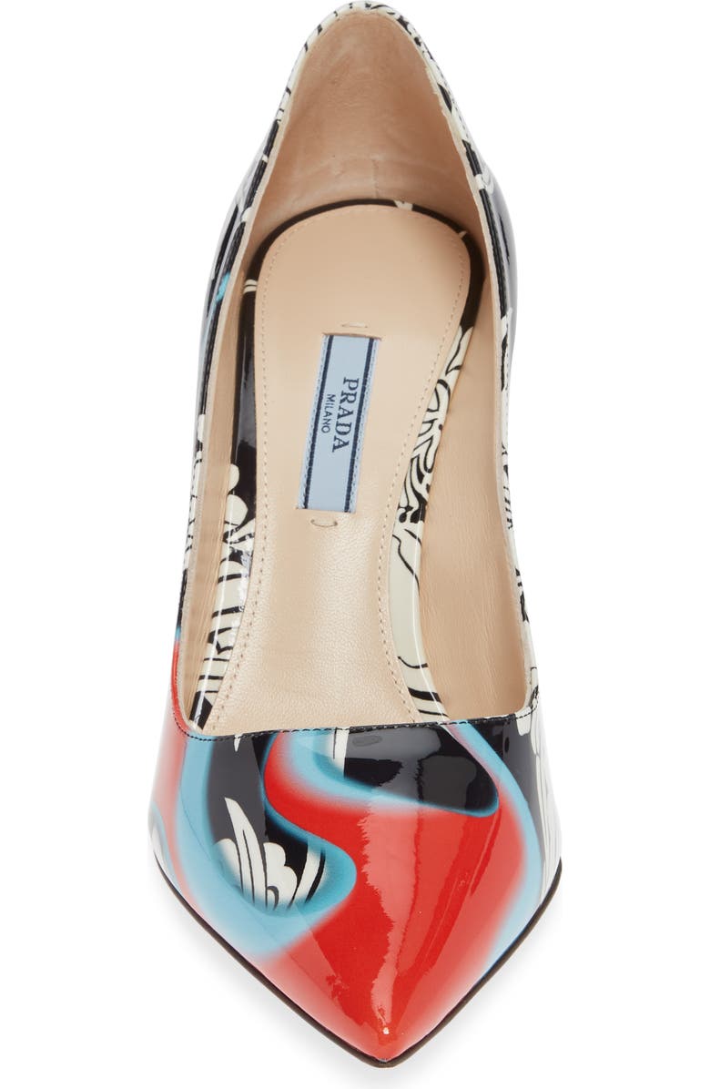 Prada Print Pointy Toe Pump, Alternate, color,