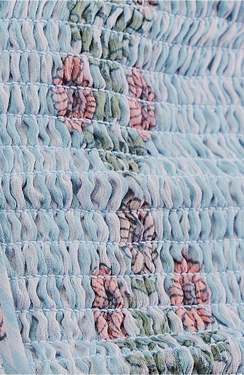 Free People Alejandra Smocked Bodice Tiered Sundress, Alternate, color, Soft Blue Combo