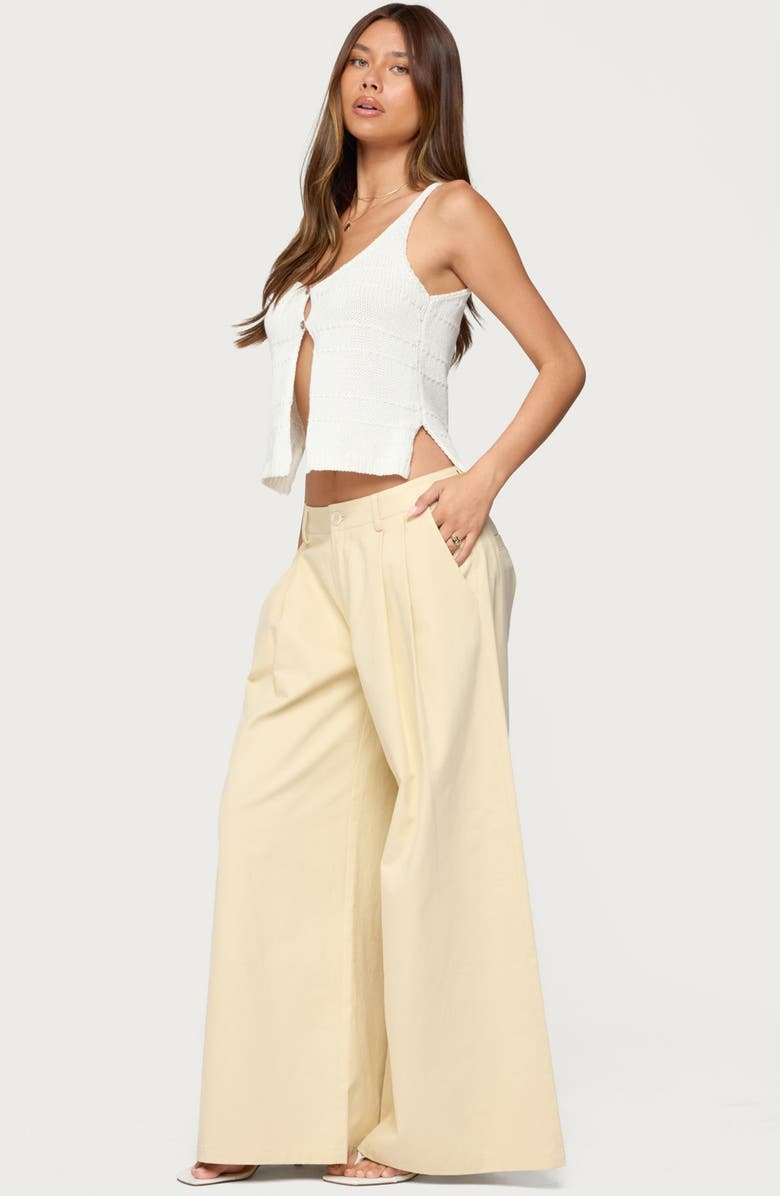 EDIKTED Mikinley Split Front Cotton Tank Top, Alternate, color, White