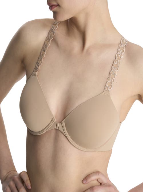 Natori Pure Luxe Covertible Front Close Underwire Bra In Cafe
