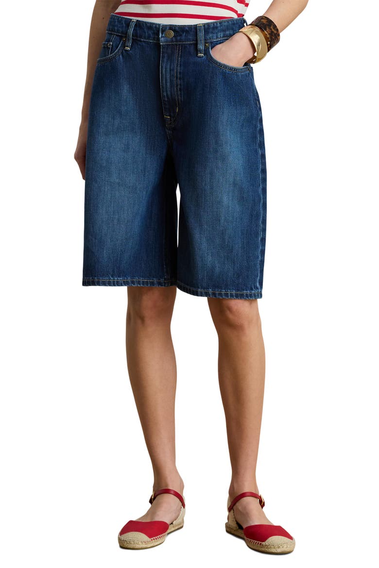 Wide Leg Bermuda Denim Shorts, Main, color, MAXEN WASH BLUE