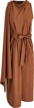 DONNA KARAN WEEKEND Sleeveless Linen Blend Midi Dress