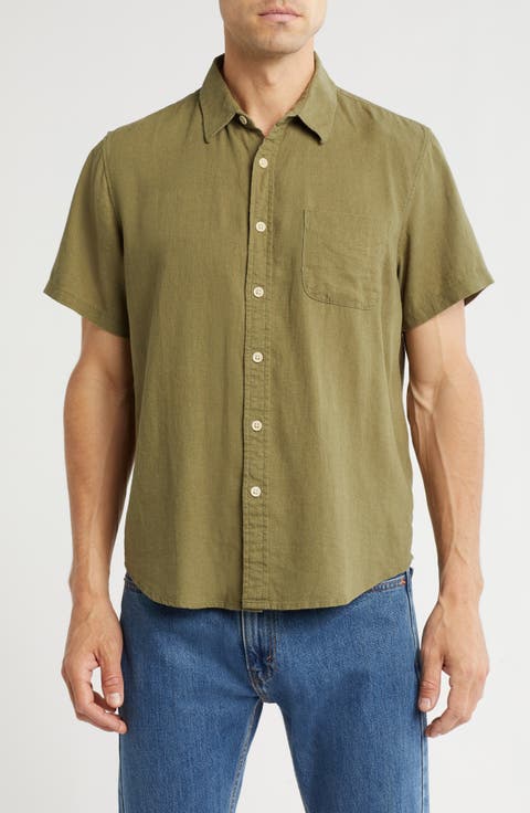 San Gabriel Short Sleeve Linen Blend Button-Up Shirt