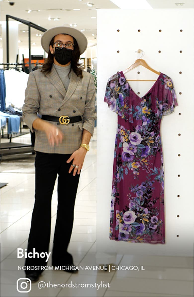 Flutter Sleeve V-Neck Midi Dress, sales video thumbnail