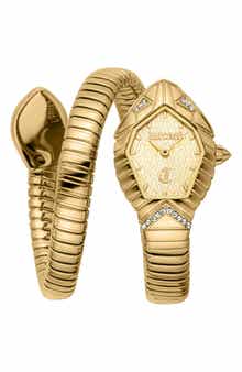 Just Cavalli Snake Bracelet Strap Watch, 21.5mm x 34.5mm