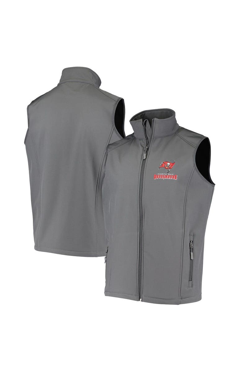 DUNBROOKE Men's Dunbrooke Pewter Tampa Bay Buccaneers Circle Archer Softshell Full-Zip Vest, Main, color, 