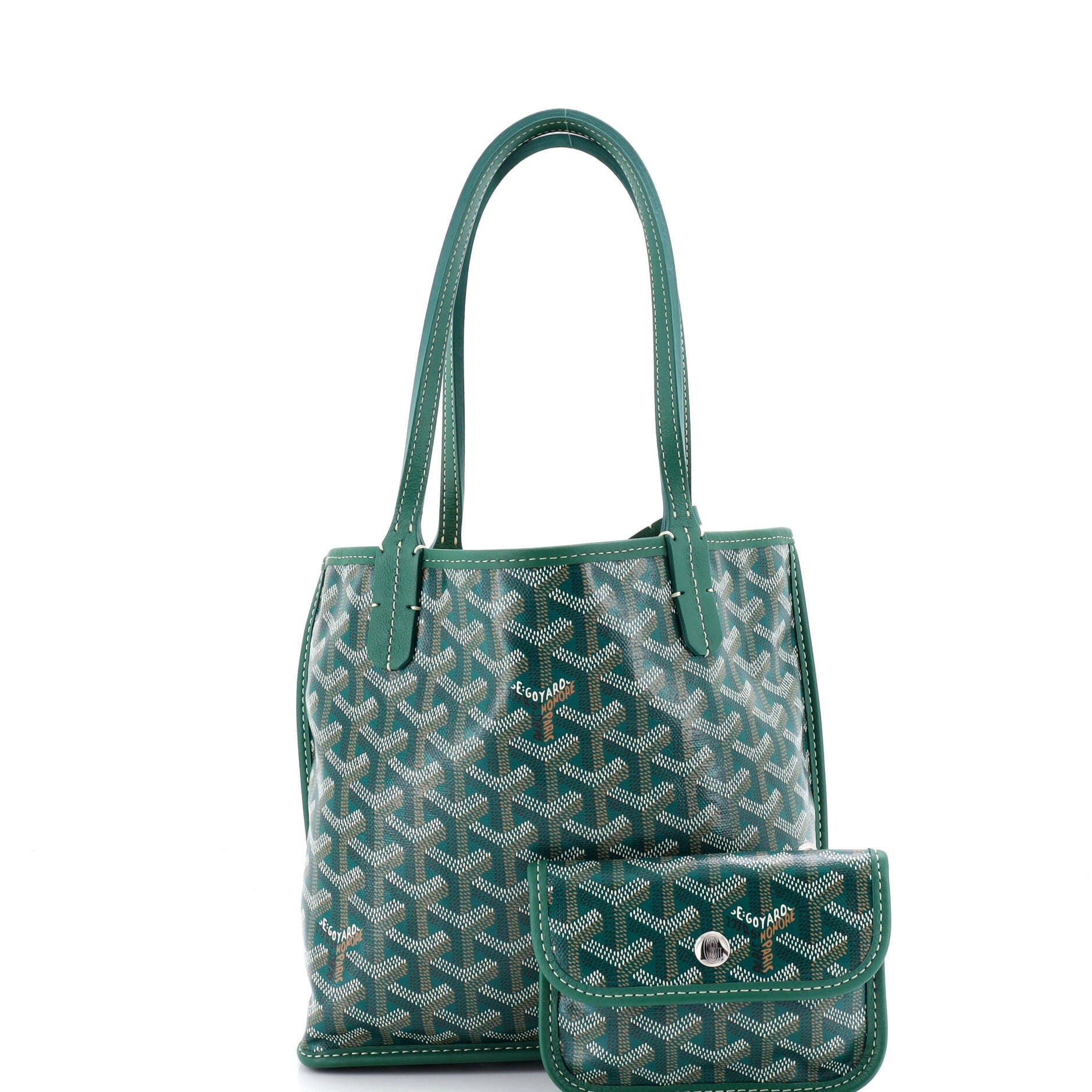 Pre-Owned Goyard Anjou Reversible Tote Coated Canvas Mini, Alternate, color, Green