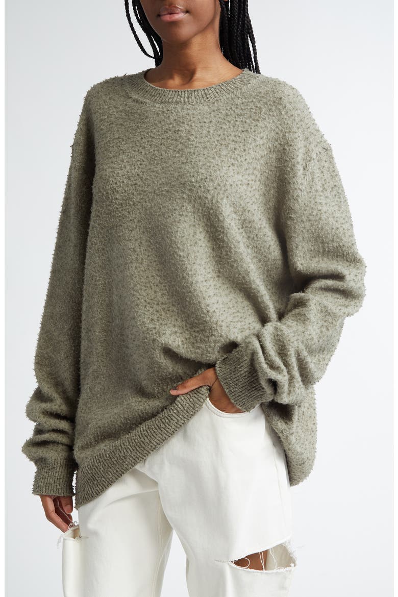 Pilled Wool & Cotton Crewneck Sweater, Alternate, color, SAGE GREEN