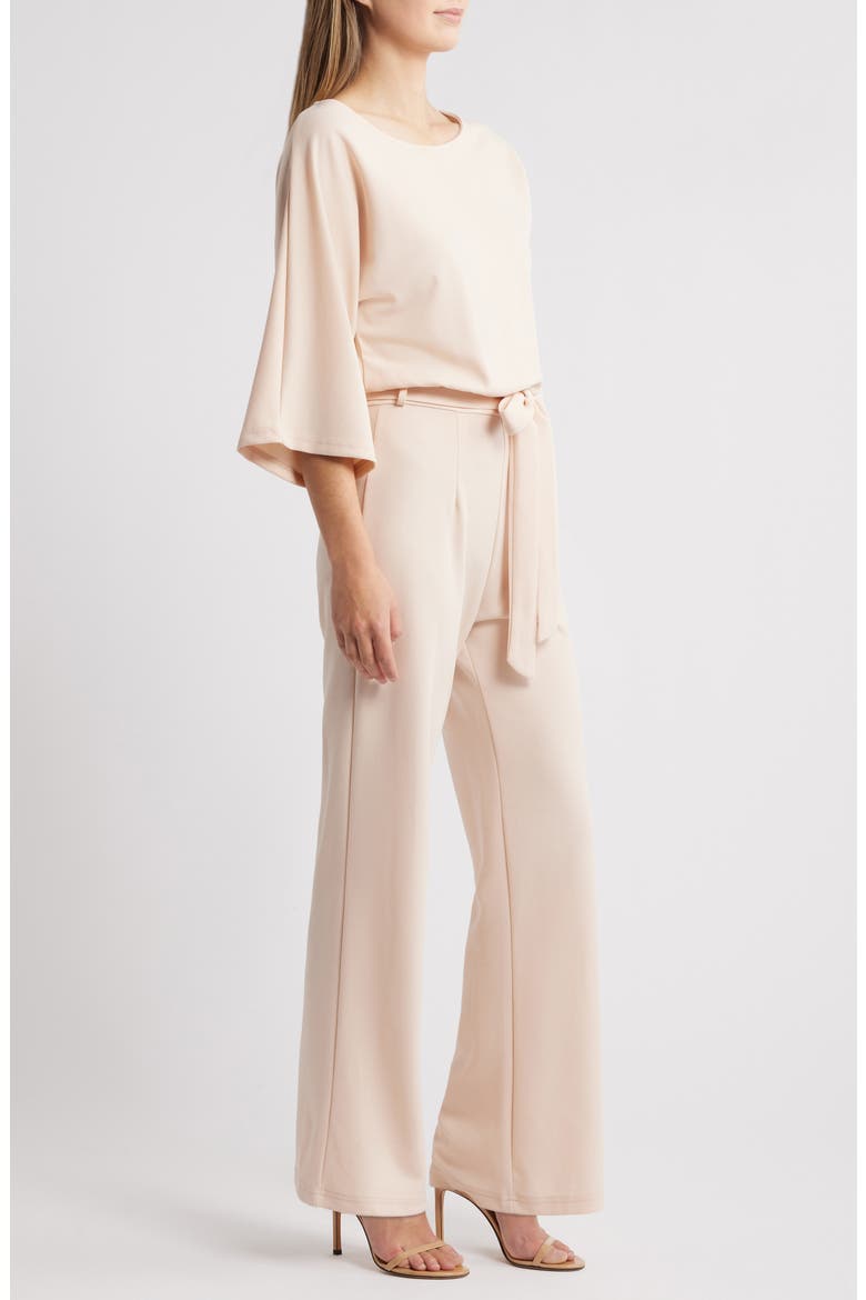 Joycelyn Flare Sleeve Tie Waist Jumpsuit, Alternate, color, BEIGE
