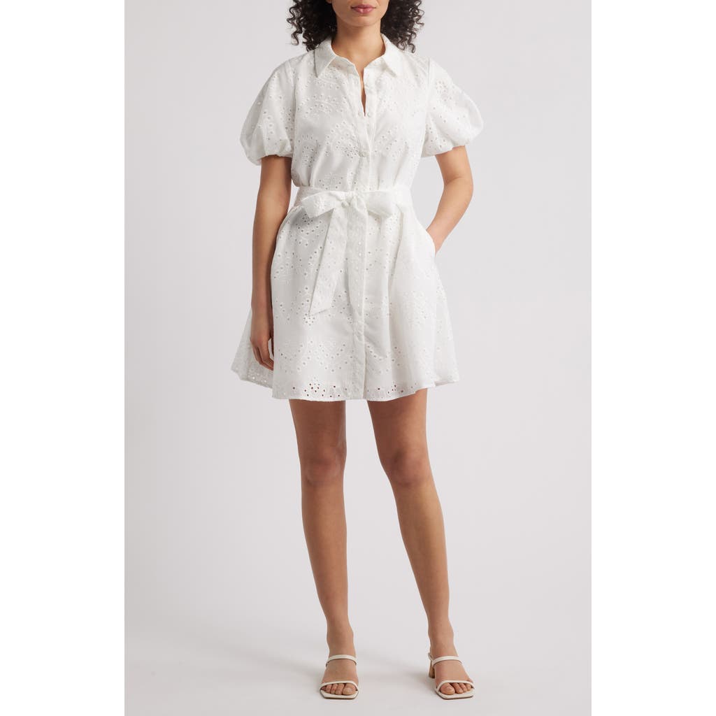 SAM EDELMAN SAM EDELMAN PUFF SLEEVE EYELET SHIRTDRESS