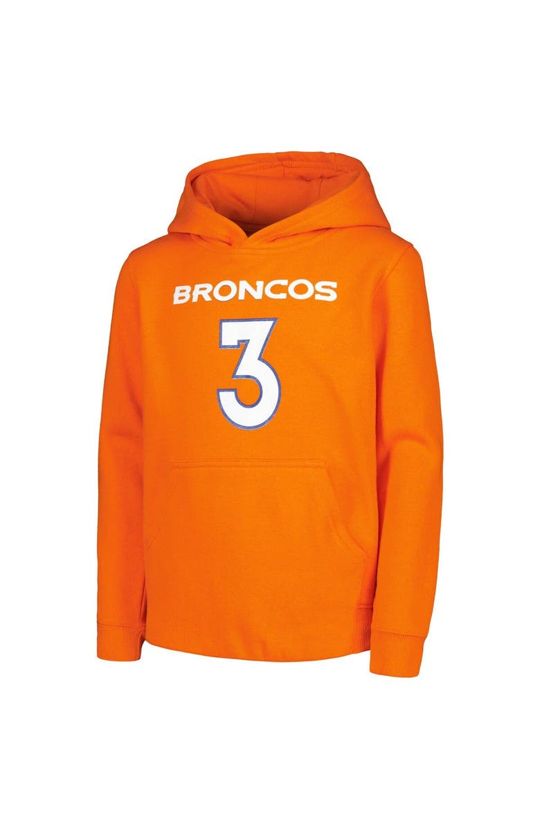Outerstuff Youth Russell Wilson Orange Denver Broncos Mainliner Player Name & Number Pullover Hoodie, Alternate, color, 