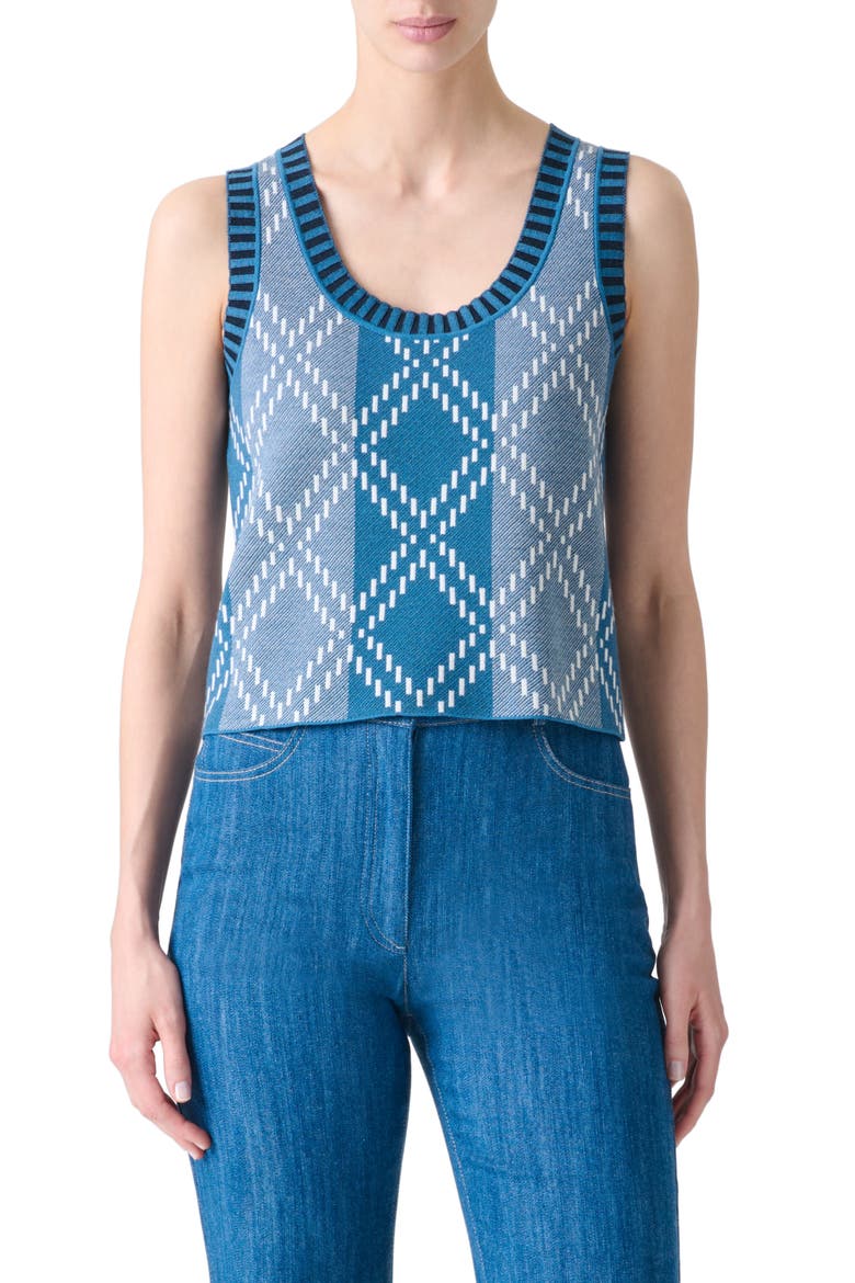 Diamond Jacquard Sweater Tank, Main, color, MEDIUM BLUE-MULTICOLOR