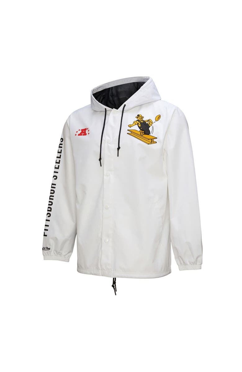 Mitchell & Ness Men's Mitchell & Ness White Pittsburgh Steelers Vintage Logo Coaches Full-Snap Hoodie Jacket, Alternate, color, White