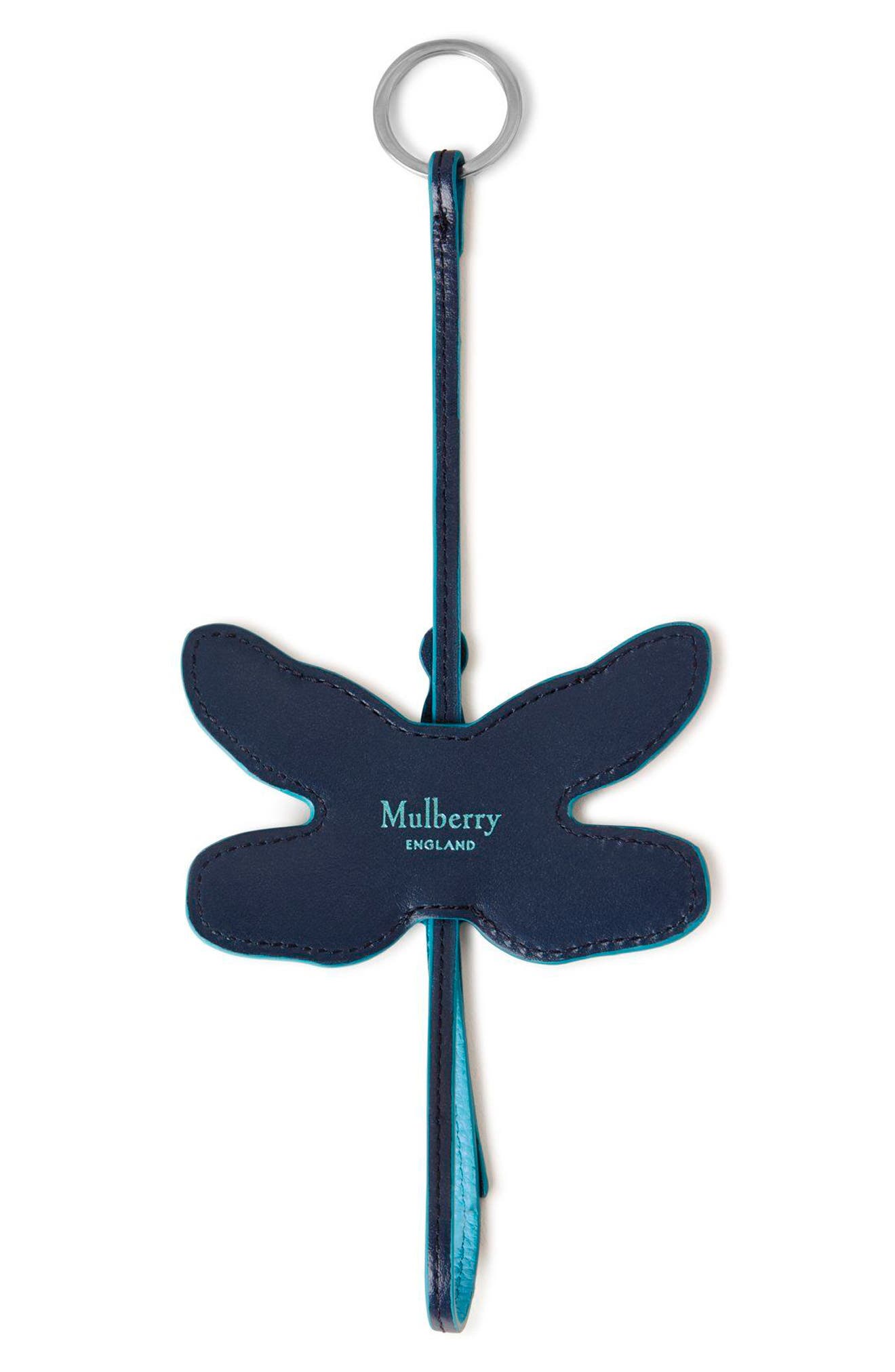 Mulberry Dragonfly Leather Key Chain, Alternate, color, Night Sky