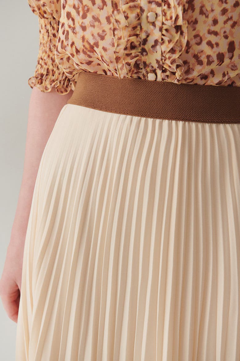 Diana Pleated Midi Skirt, Alternate, color, Ecru