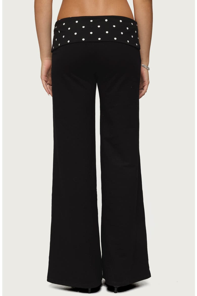 Reeva Polka Dot Foldover Pants, Alternate, color, BLACK