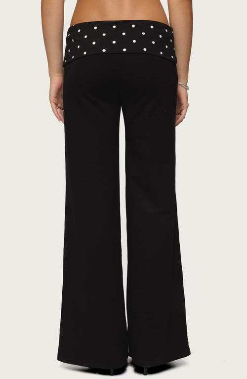 Edikted Reeva Polka Dot Foldover Pants In Black