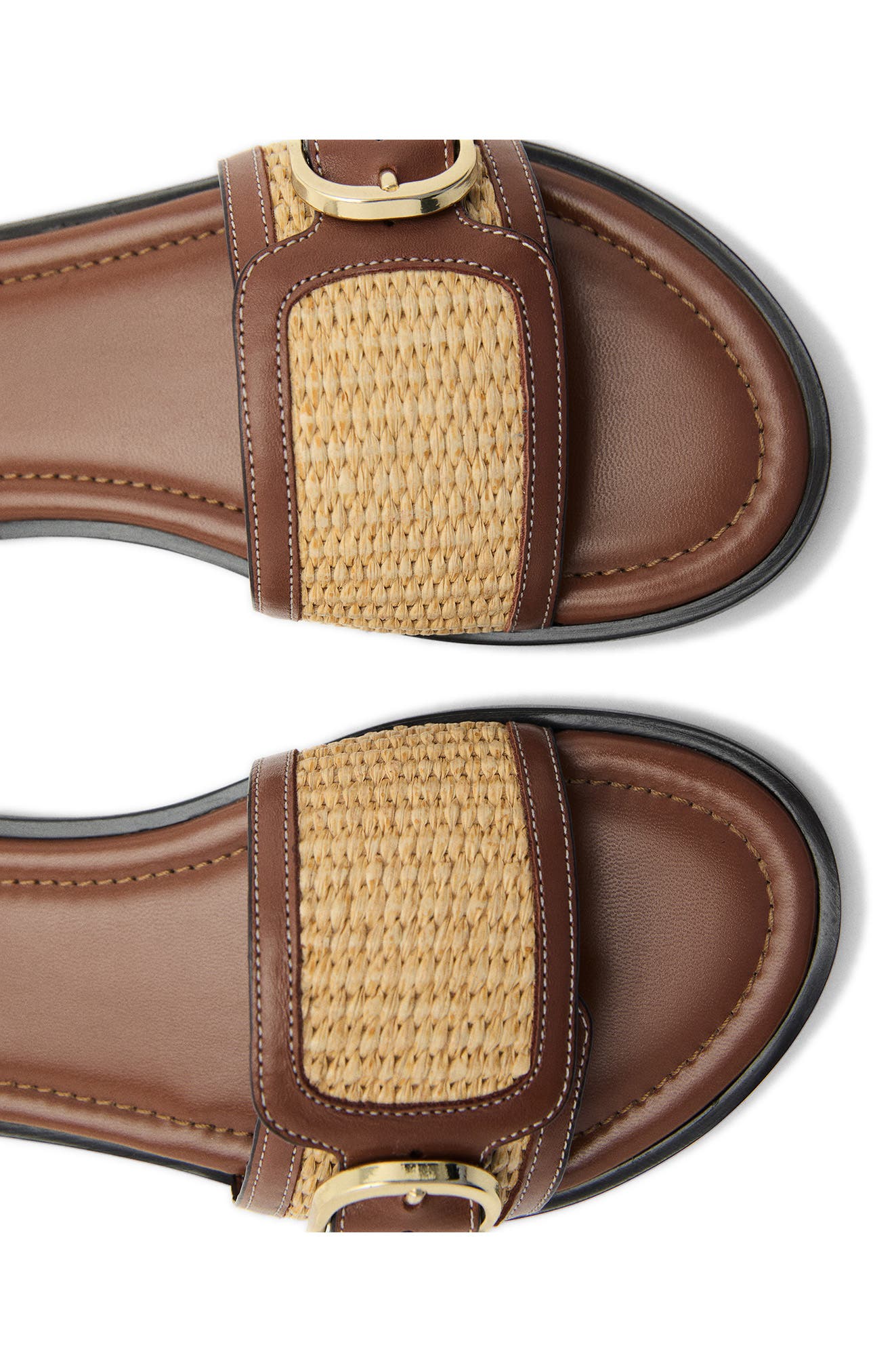 MANGO Slide Sandal, Alternate, color, Leather