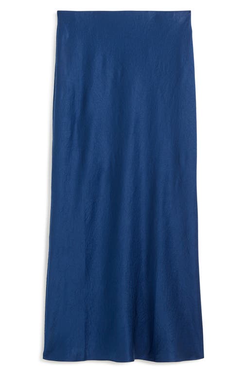 Madewell Satin Maxi Slip Skirt In Deep Cobalt