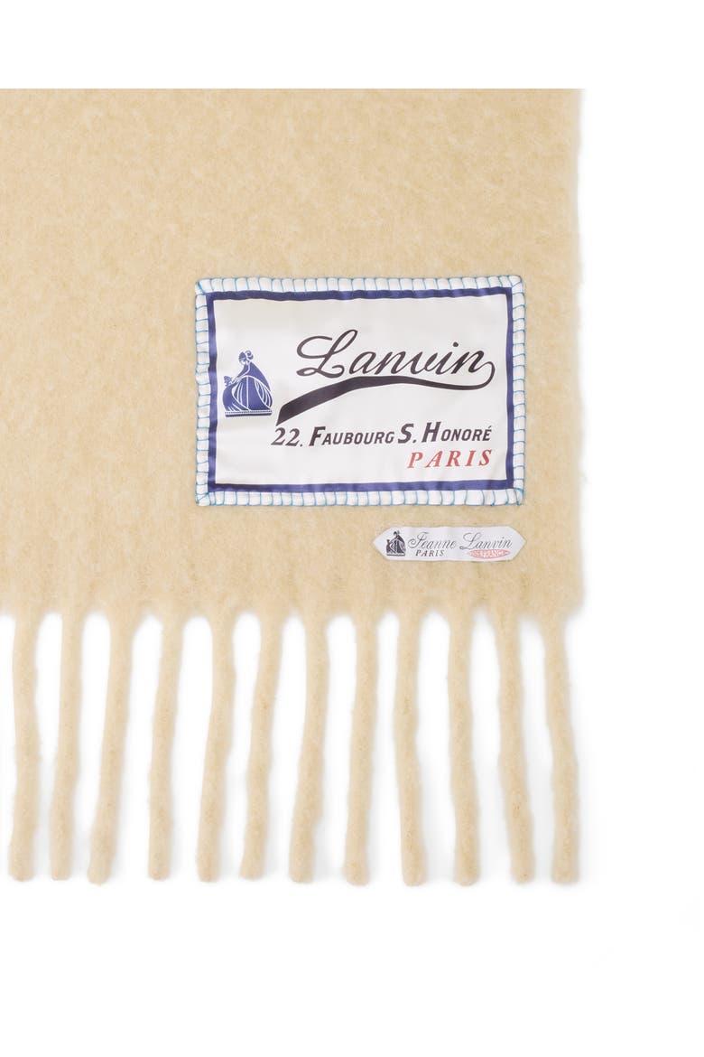 Fringed Wool Scarf With 22 Faubourg Label, Alternate, color, Beige