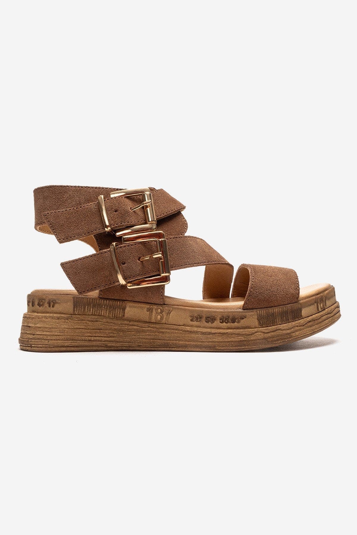 Forever & Always Shoes Lorentis Leather Double Buckle Sandal, Alternate, color, Cognac Suede